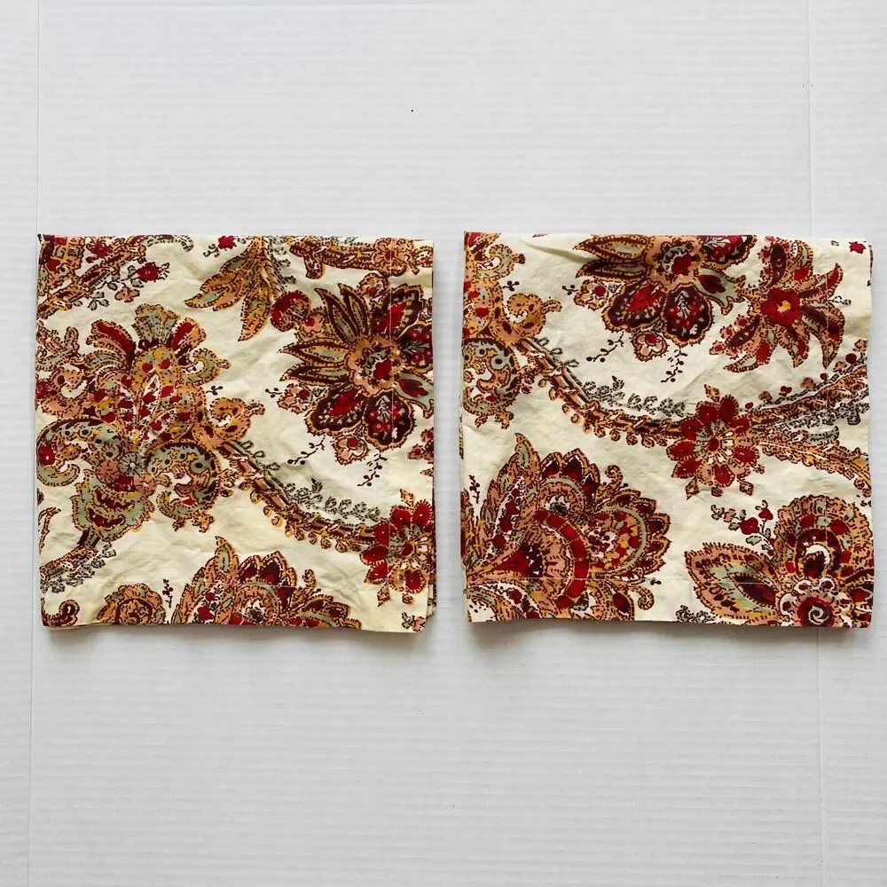 Pottery Barn Napkins Table Kitchen Dining Decor Floral Paisley Square Set of 2